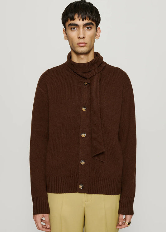 CMMN SWDN SETH SCARF SWEATER - BROWN