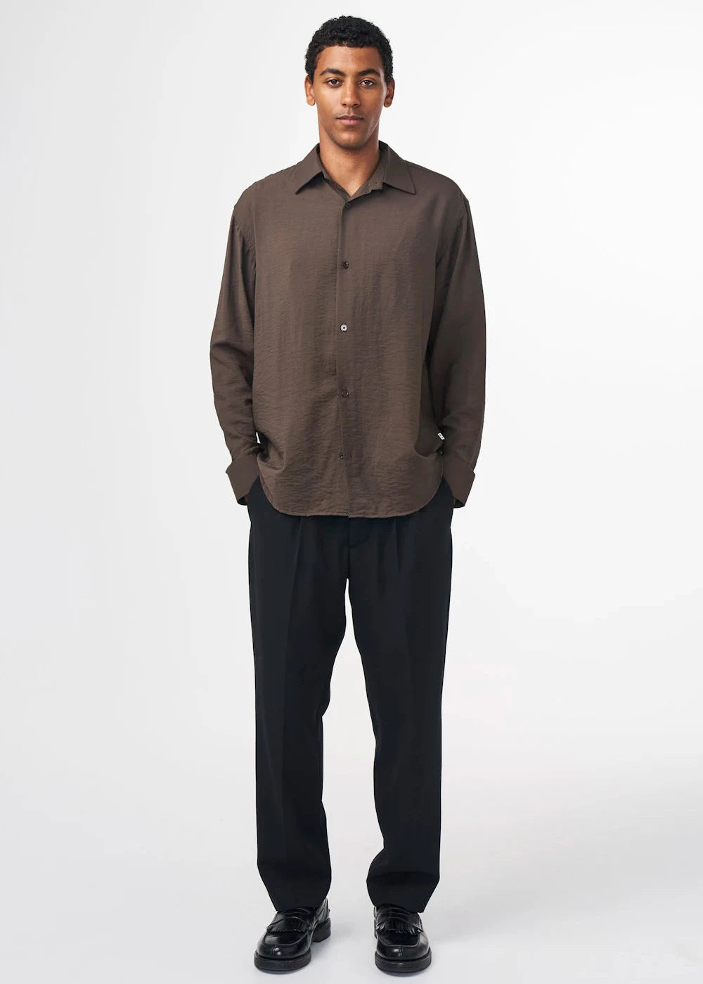 NN07 FREDDY MODAL BLEND SHIRT - DEMITASSE