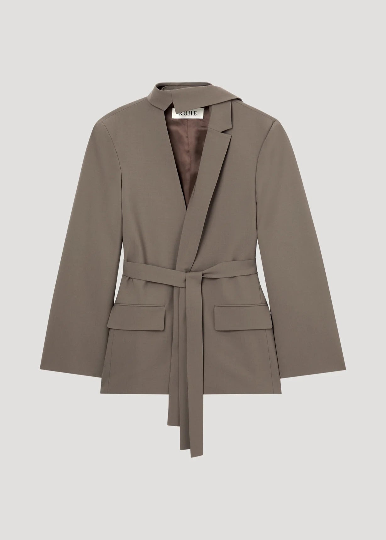 RÓHE DECONSTRUCTED BELTED BLAZER - TAUPE