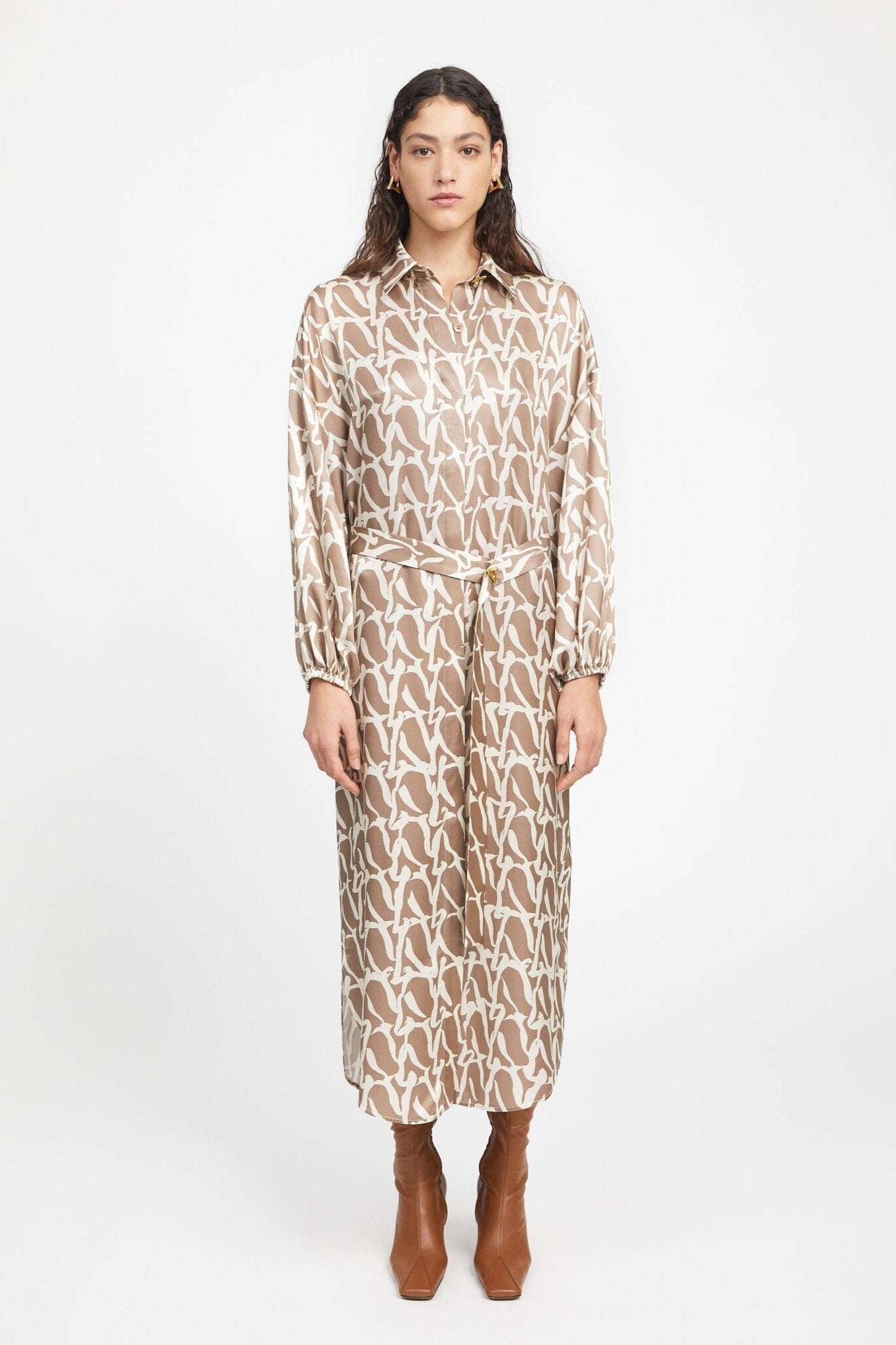 AERON HAYWIS SILK LONG DRESS - FAWN