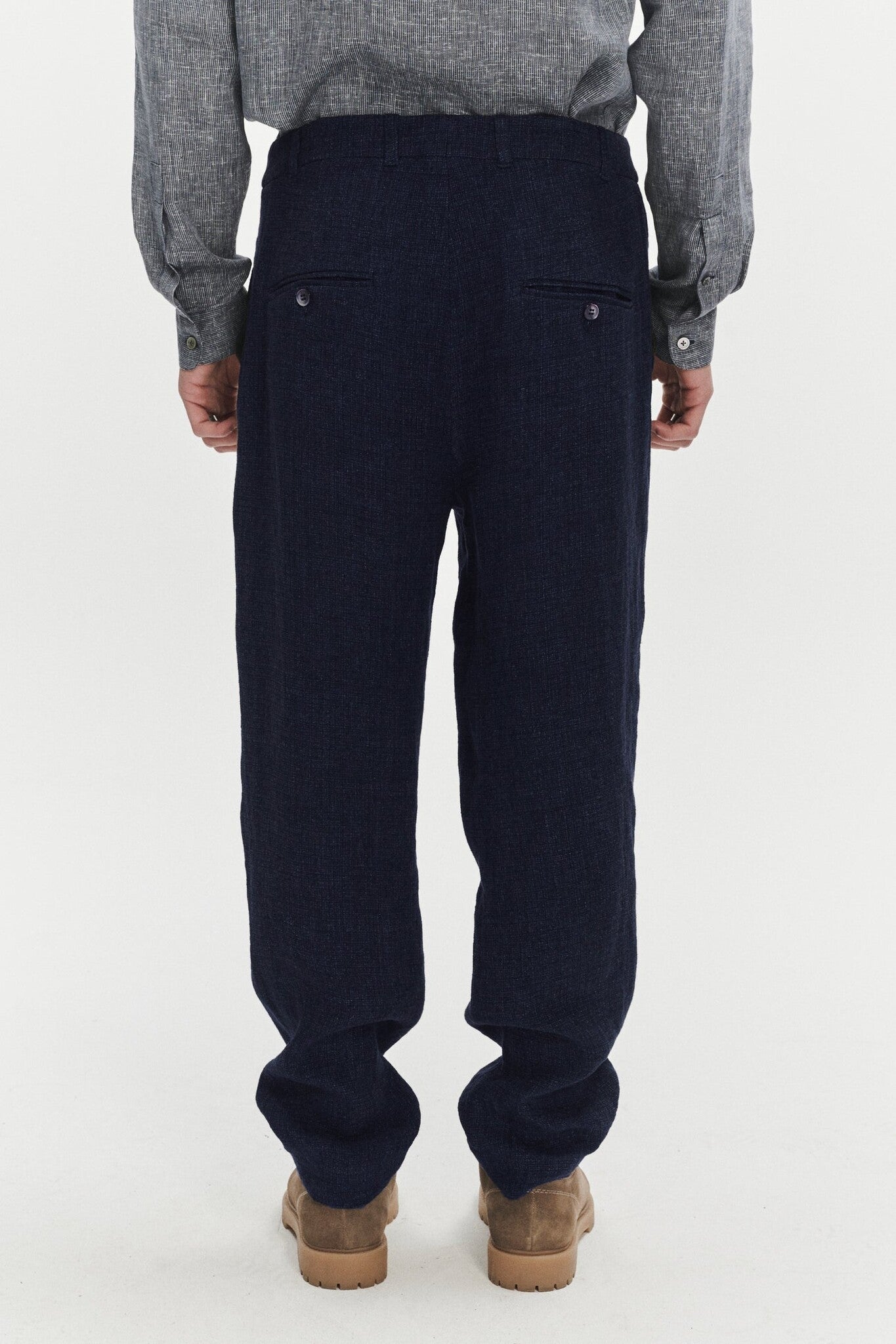 DELIKATESSEN GENUINE TROUSERS - NAVY SEERSUCKER