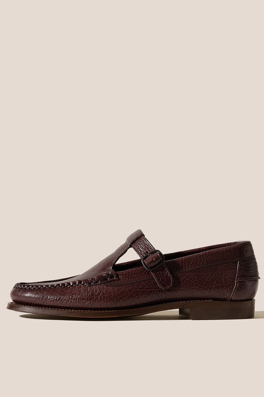 HEREU MEN ALBER GRAINY T-BAR LOAFER - MAHOGANY