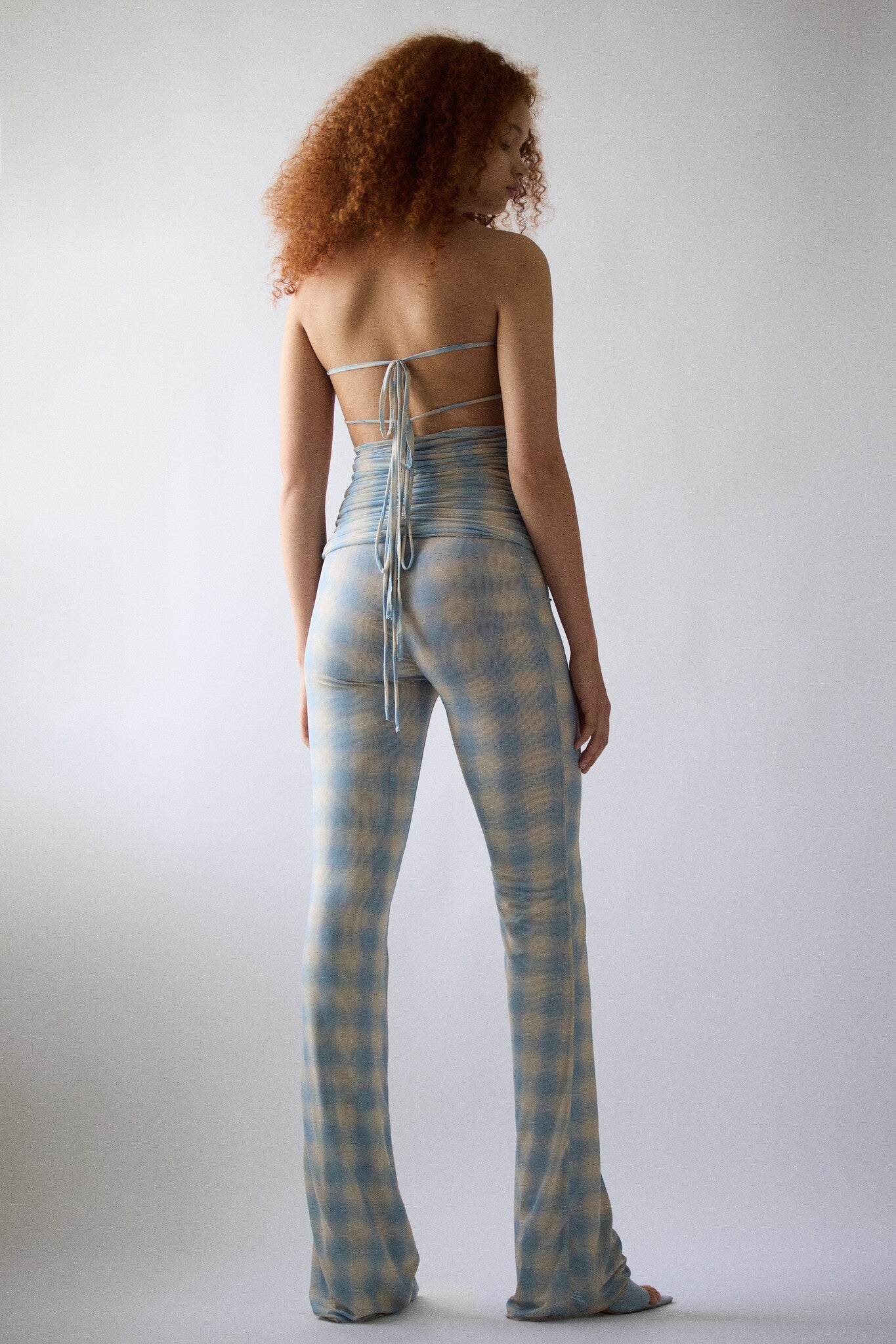 JADE CROPPER REVERSIBLE FLARE TROUSERS - WILTED FLOWERS