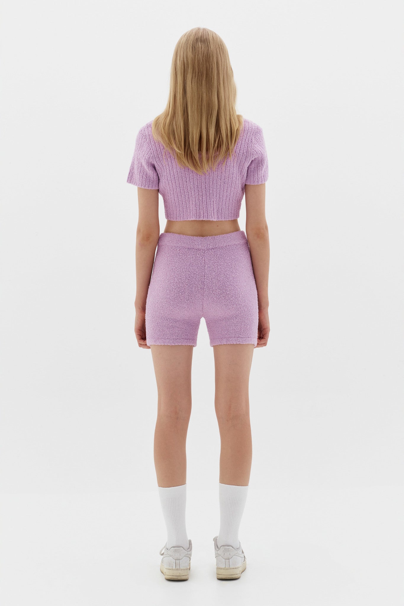 LOW CLASSIC FLUFFY KNITTED SHORTS - VIOLET