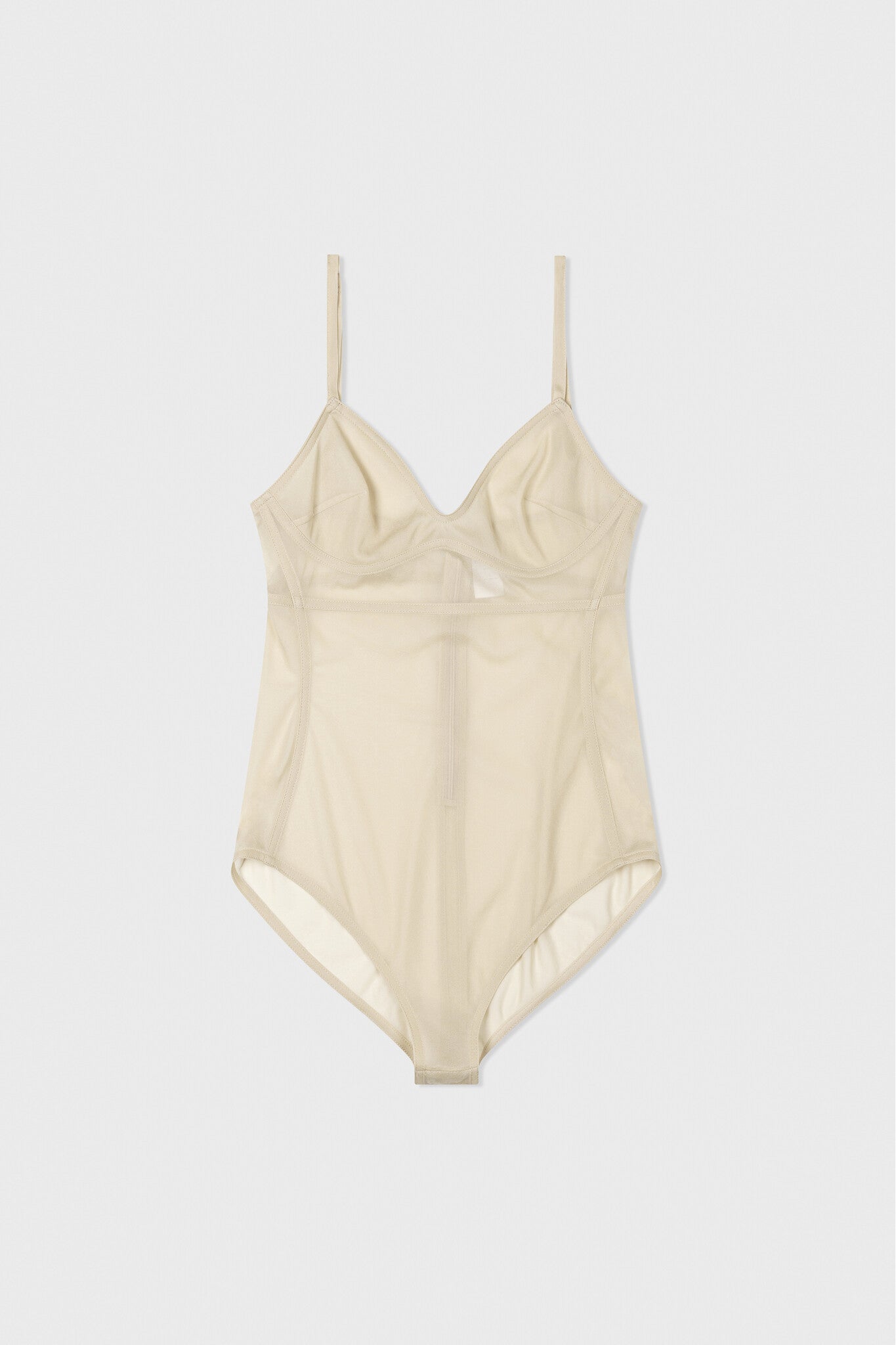 LOW CLASSIC SEE THROUGH CORSET BODYSUIT - LIGHT BEIGE