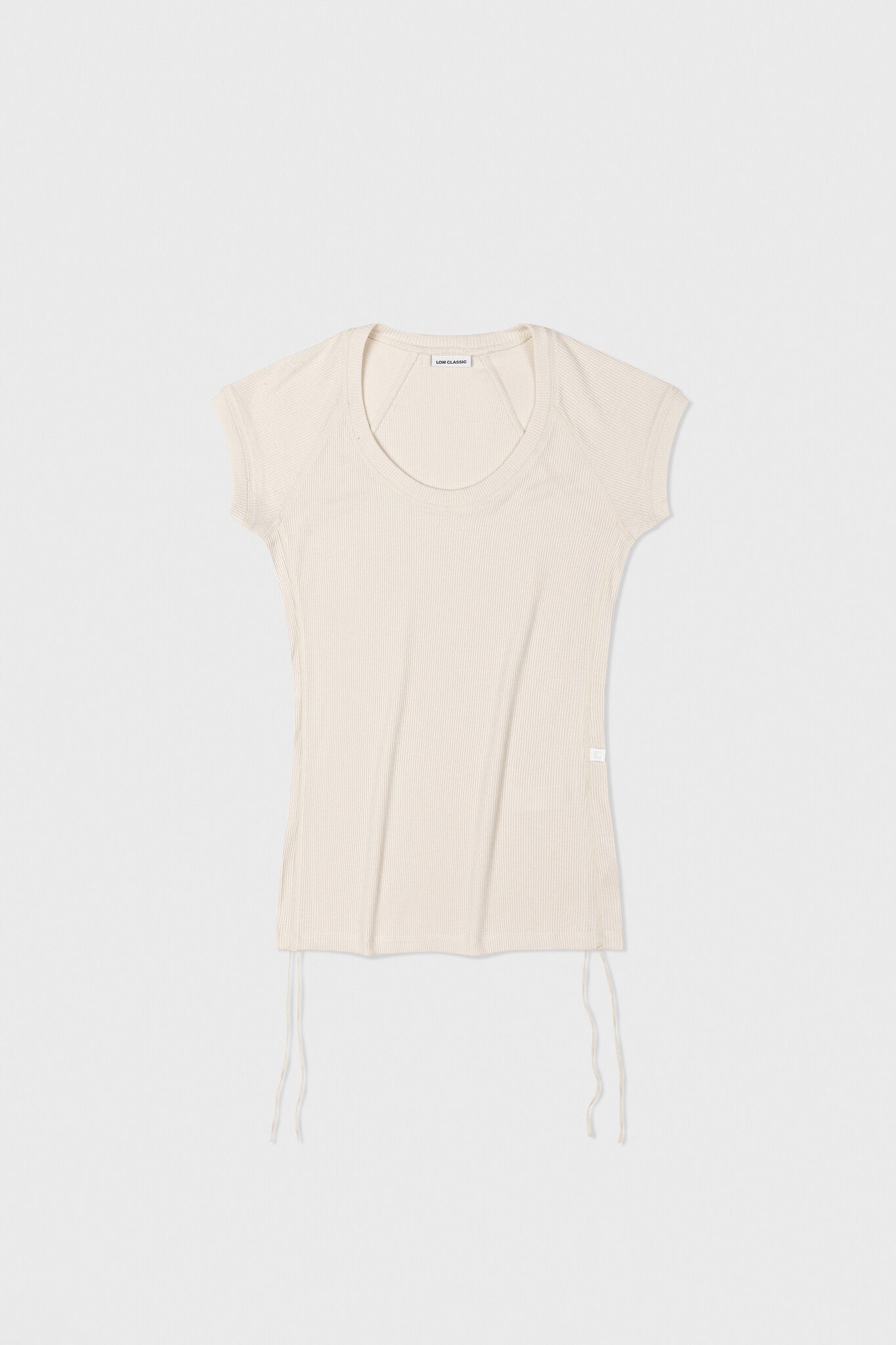 LOW CLASSIC U-NECK CAP SLEEVE T-SHIRT - PEACH