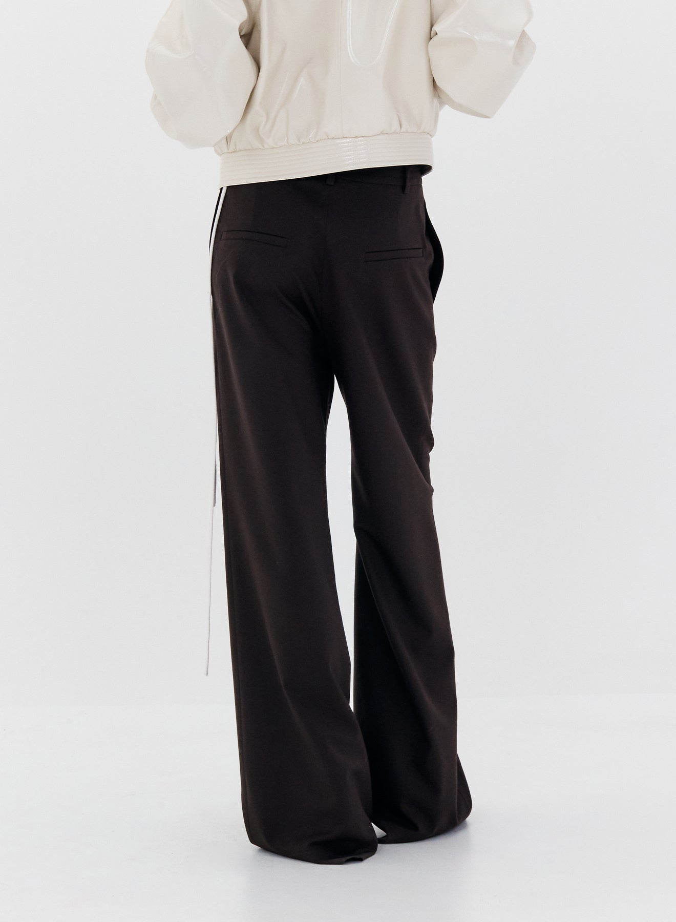 LOW CLASSIC WIDE WOOL TROUSER - BROWN