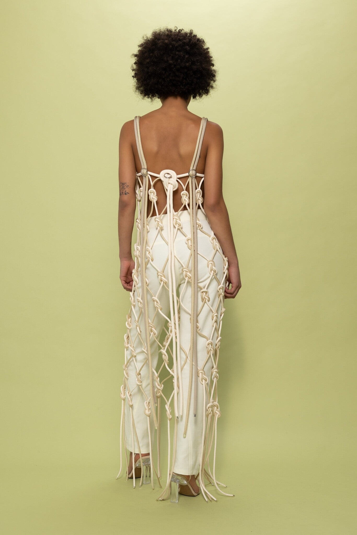 MARTAN ANA KNOTTED DRESS - OFF WHITE & GOLD