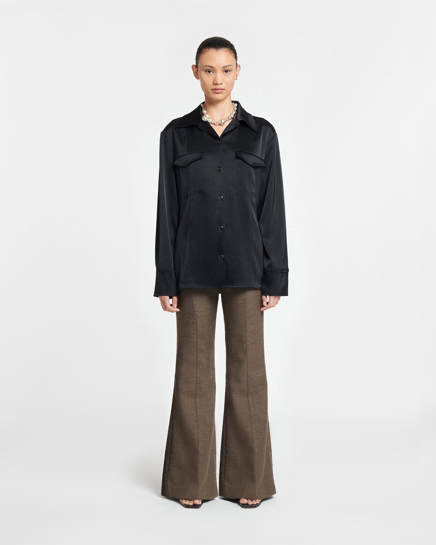 NANUSHKA CARILLO HERITAGE WOOL SLIM PANTS - WALNUT