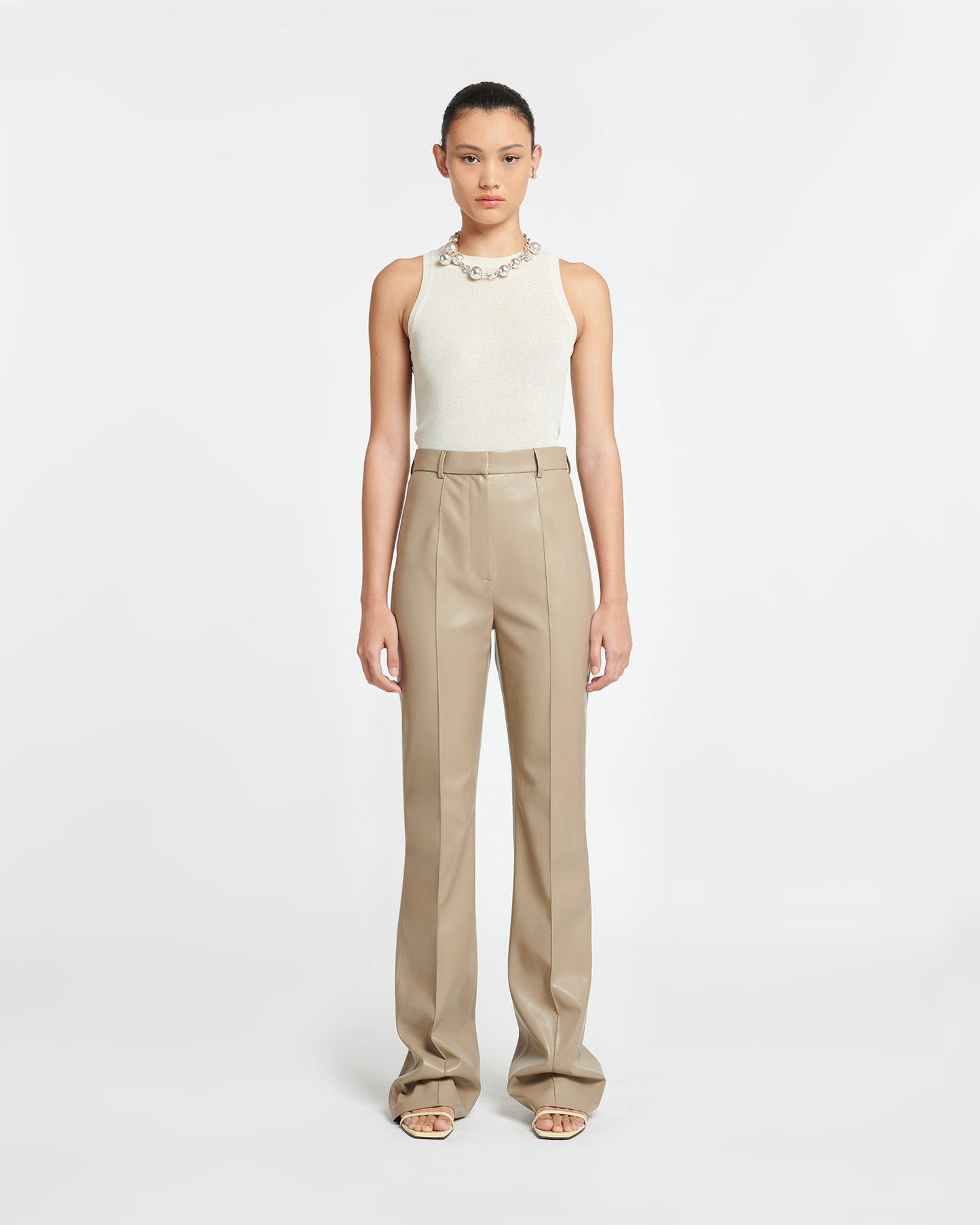 NANUSHKA LEENA OKOBOR HIGH WAIST SLIM PANTS - ASHY TAUPE