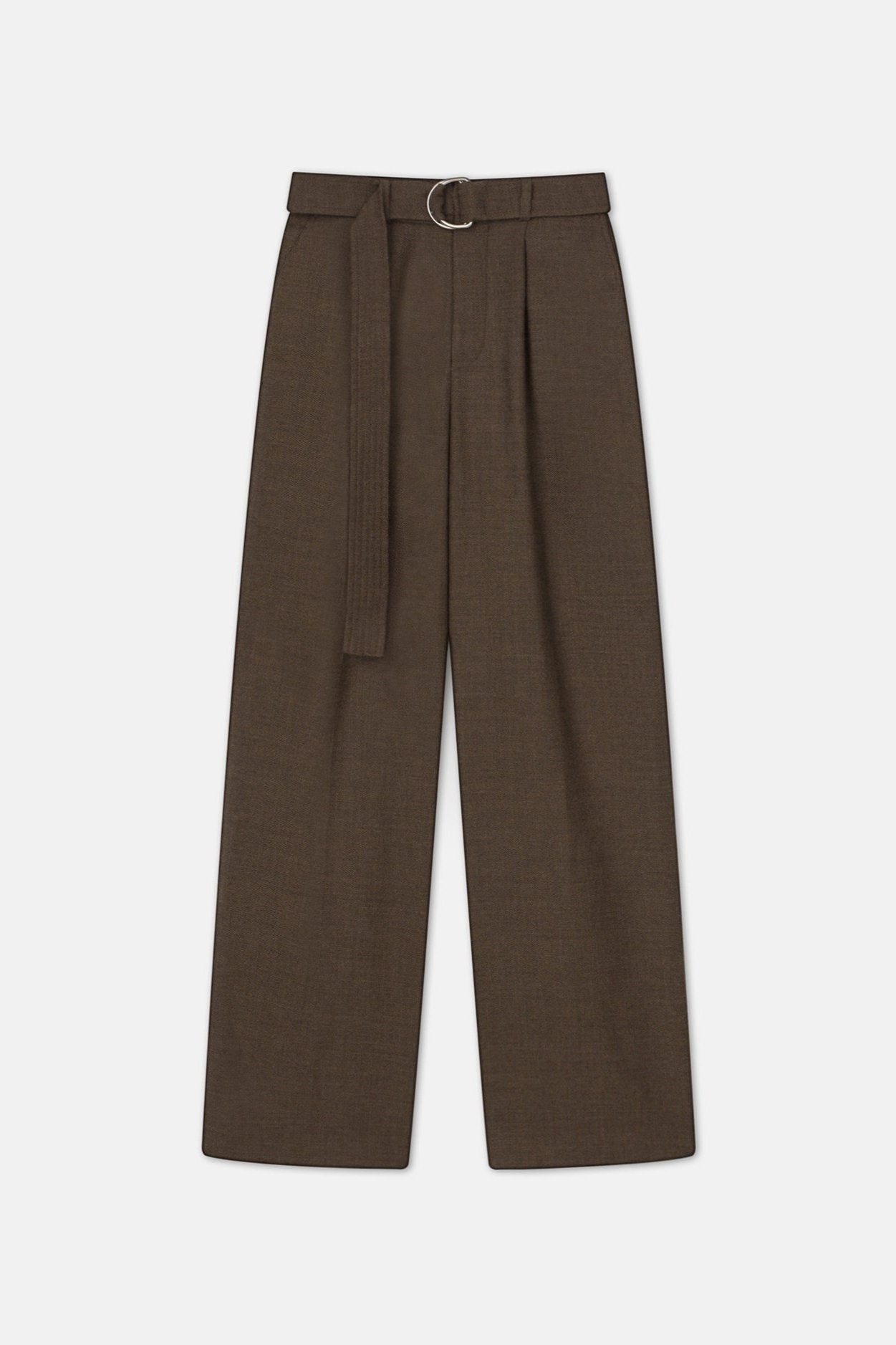 NANUSHKA MEN BENTO HERITAGE WOOL BAGGY FLARE TROUSERS - WALNUT