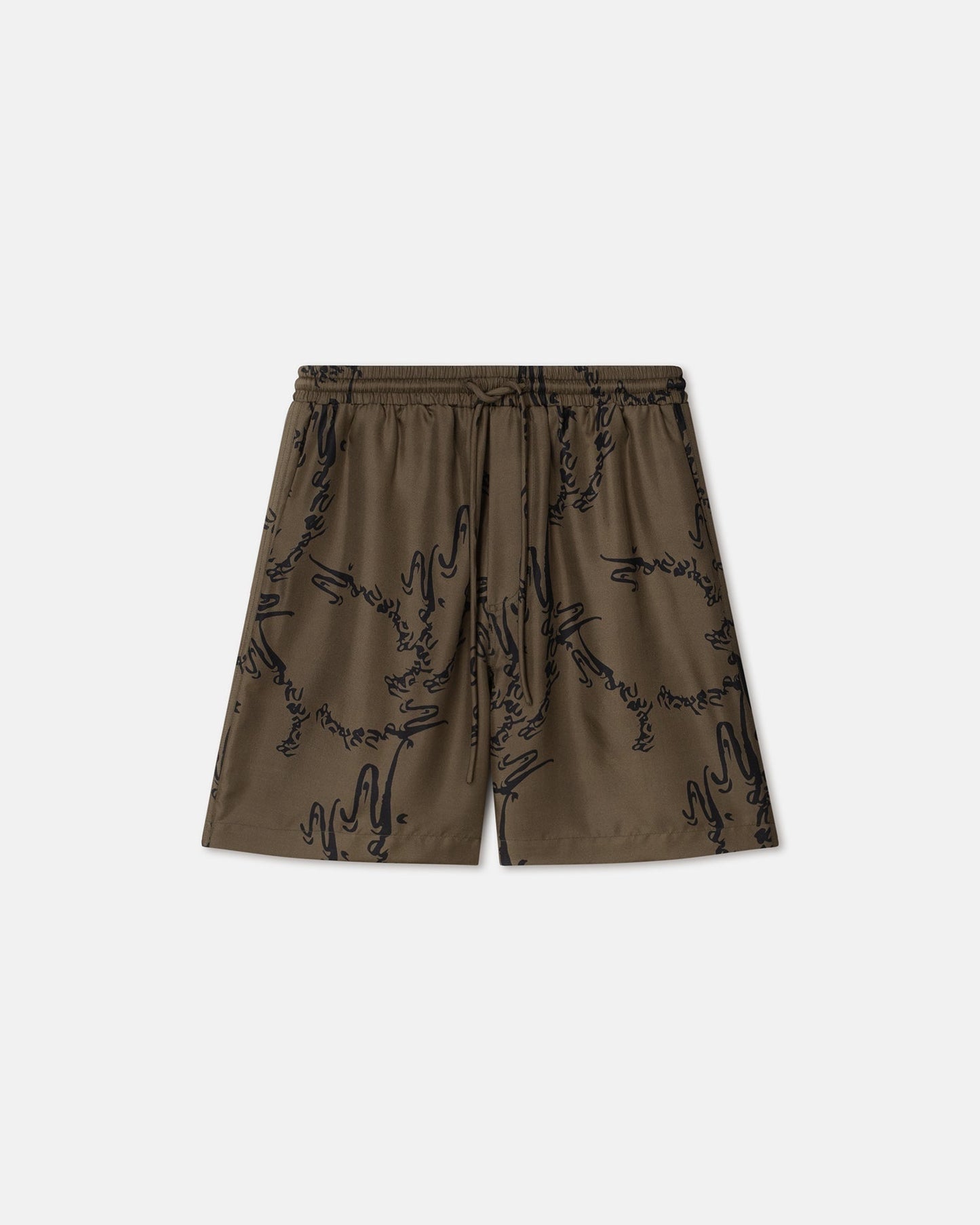 NANUSHKA MEN DOXXI TWILL SILK SHORTS - CALLIGRAPHY KHAKI