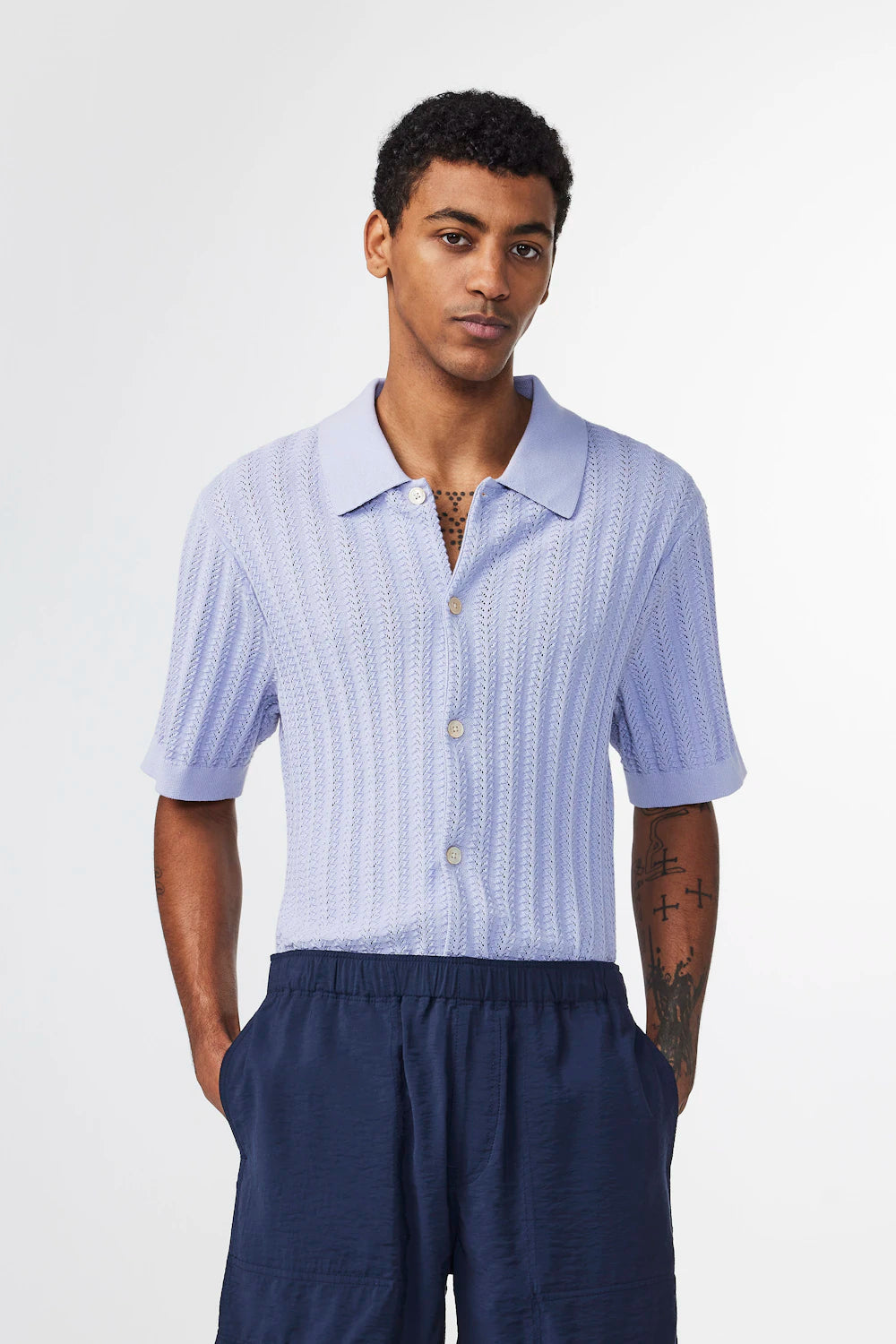 NN07 NOLAN KNITTED POLO - LAVENDER