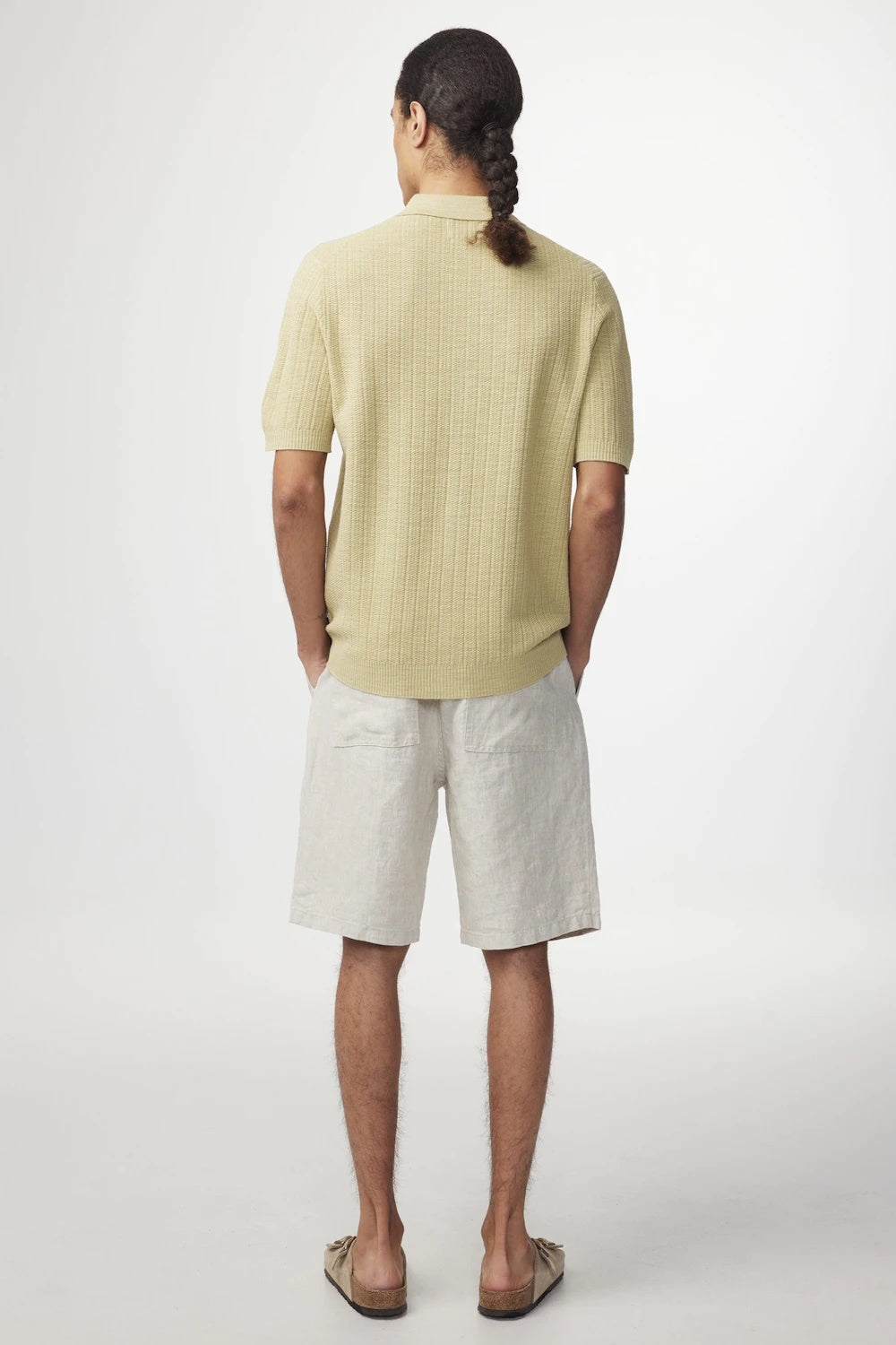 NN07 NOLAN KNITTED POLO WITH BUTTONS - PALE OLIVE