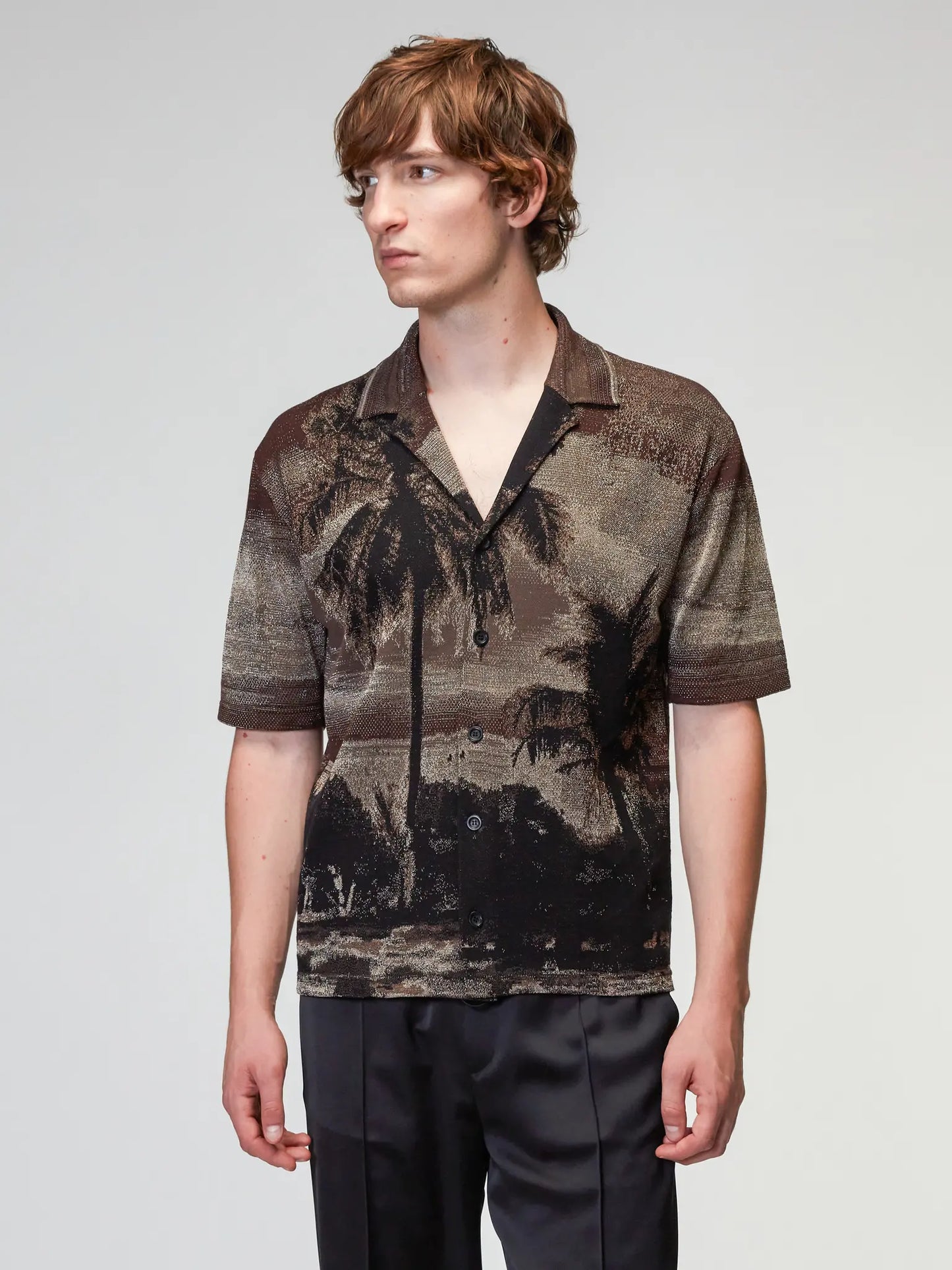 ROBERTO COLLINA SS JACQUARD SHIRT - NERO