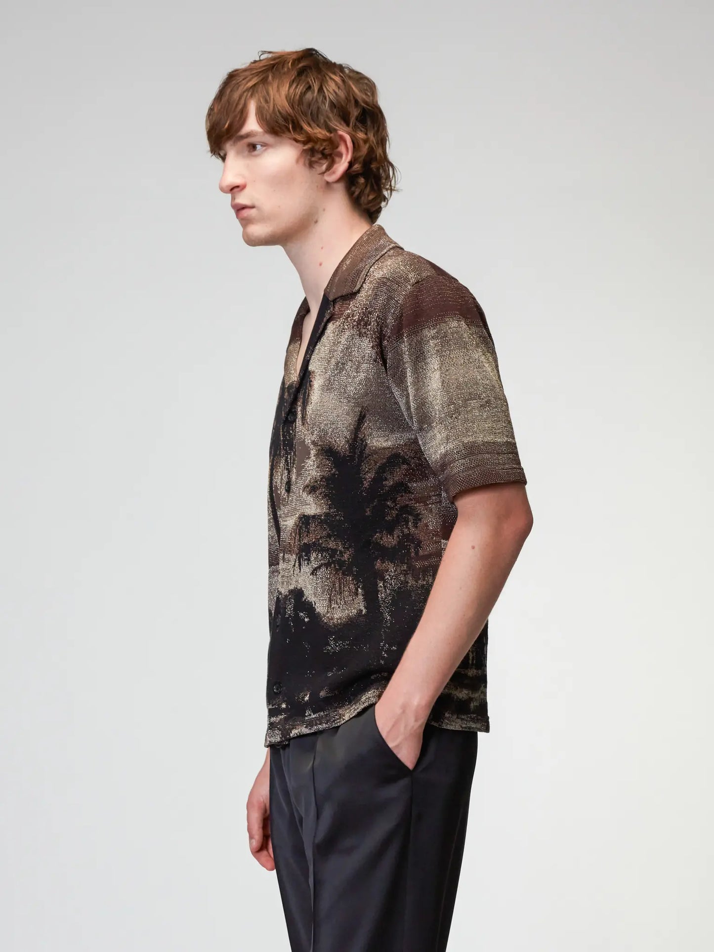 ROBERTO COLLINA SS JACQUARD SHIRT - NERO