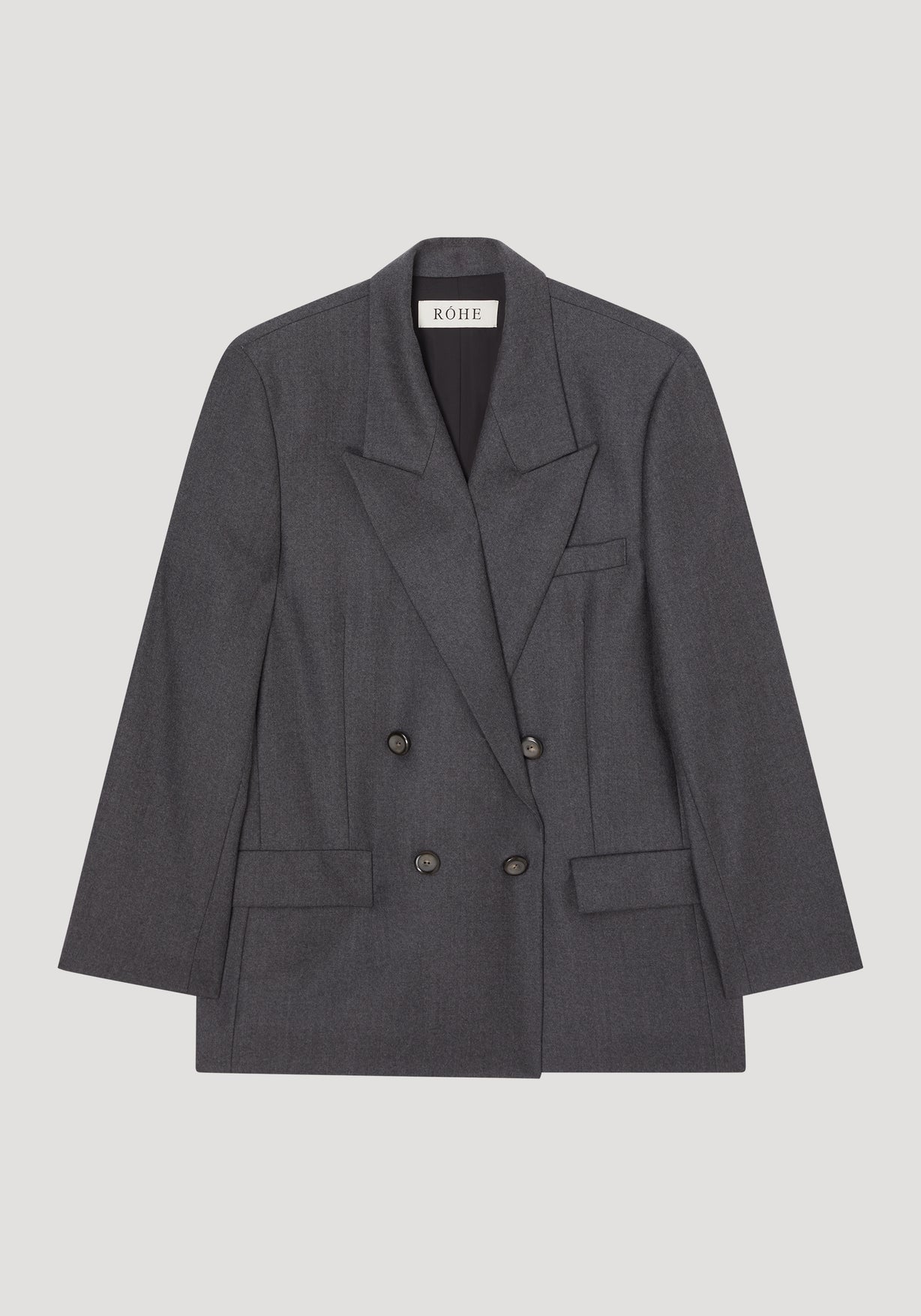 RÓHE DOUBLE BREASTED TAILORED JACKET - DARK GREY MELANGE