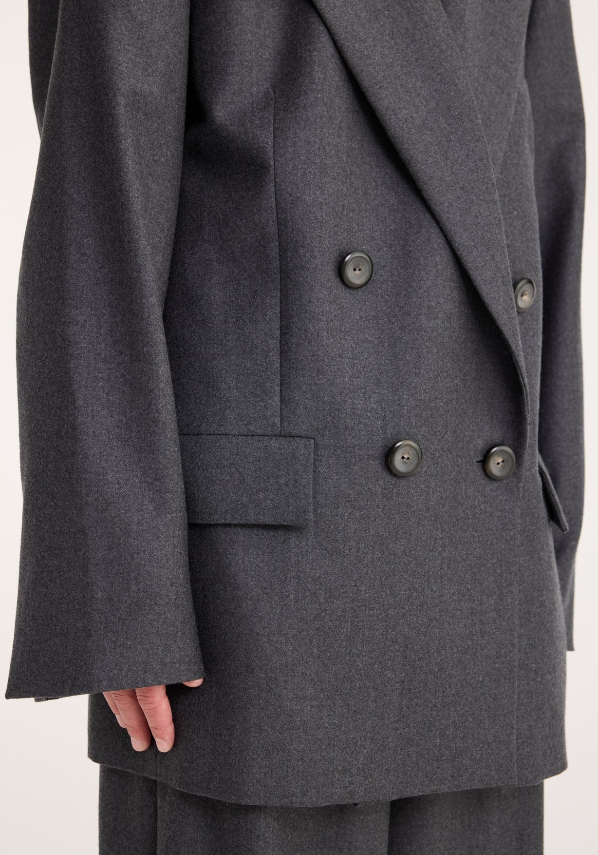 RÓHE DOUBLE BREASTED TAILORED JACKET - DARK GREY MELANGE