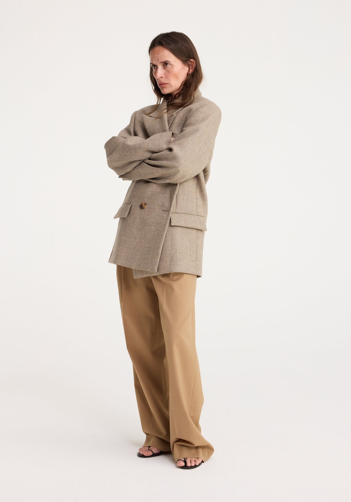 RÓHE DOUBLE BREASTED TAILORED JACKET - HAZELNUT MELANGE