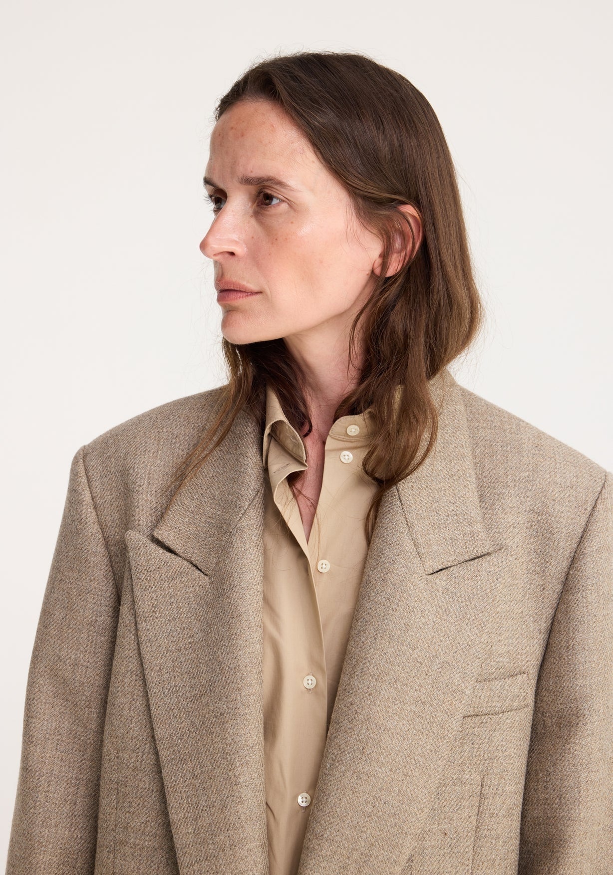 RÓHE DOUBLE BREASTED TAILORED JACKET - HAZELNUT MELANGE