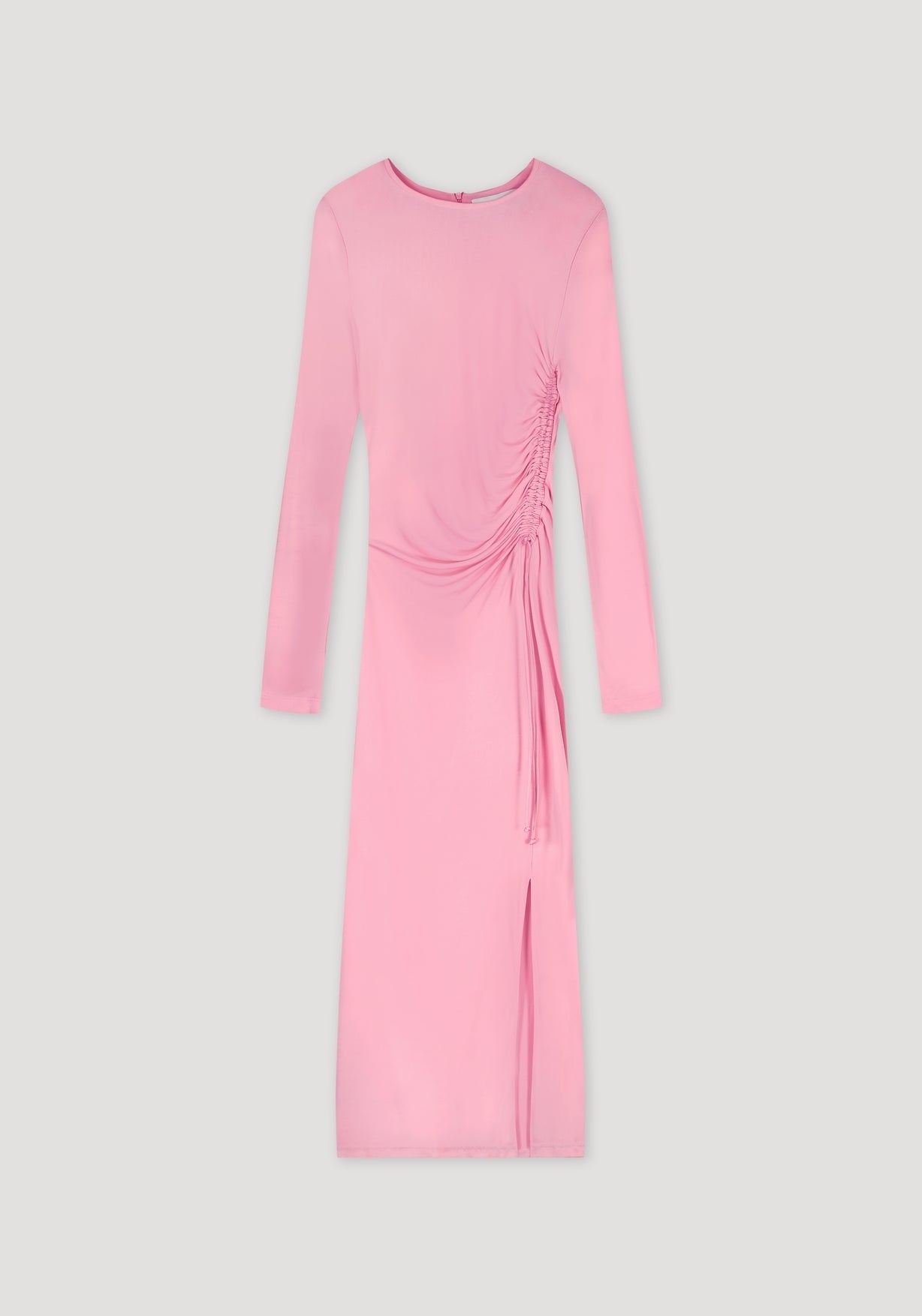 RÓHE DRAWSTRING JERSEY DRESS - POP PINK