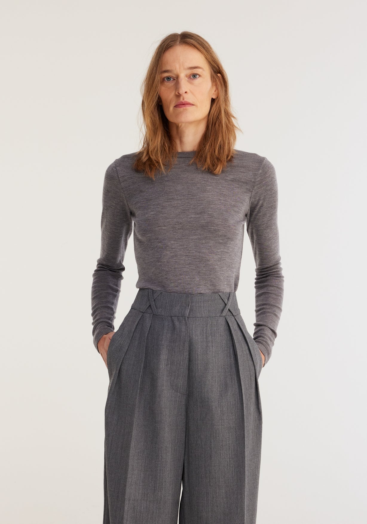 RÓHE FINE MERINO LONG SLEEVE - GREY MELANGE