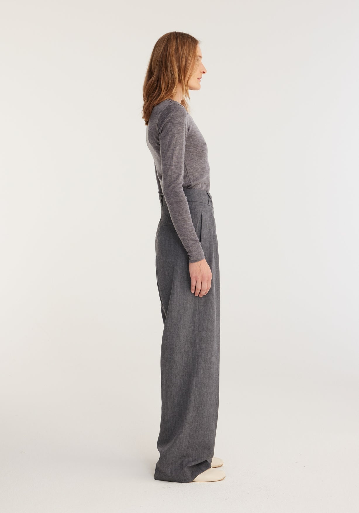 RÓHE FINE MERINO LONG SLEEVE - GREY MELANGE