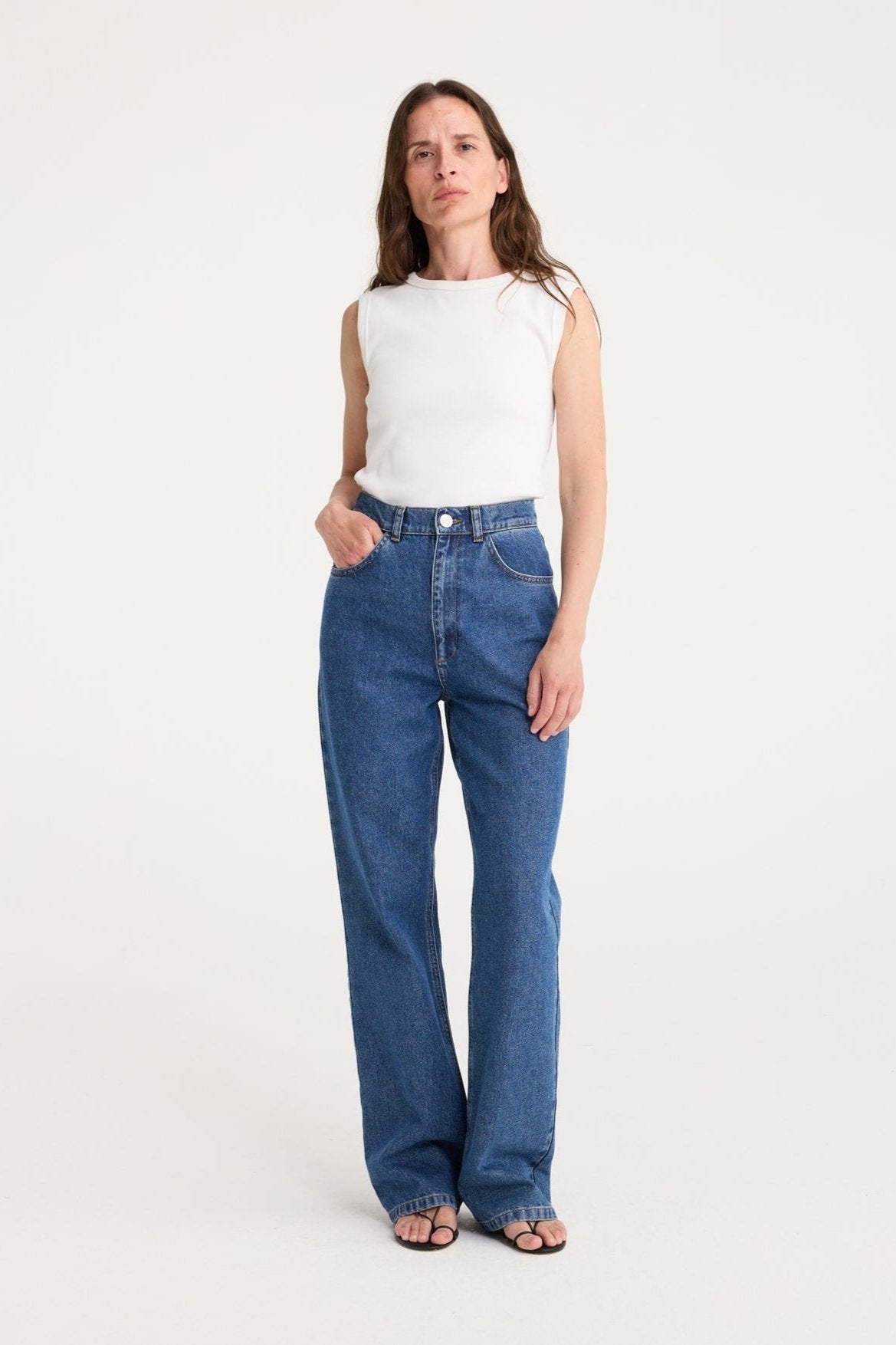 RÓHE HIGH WAISTED STRAIGHT LEG DENIM - INDIGO