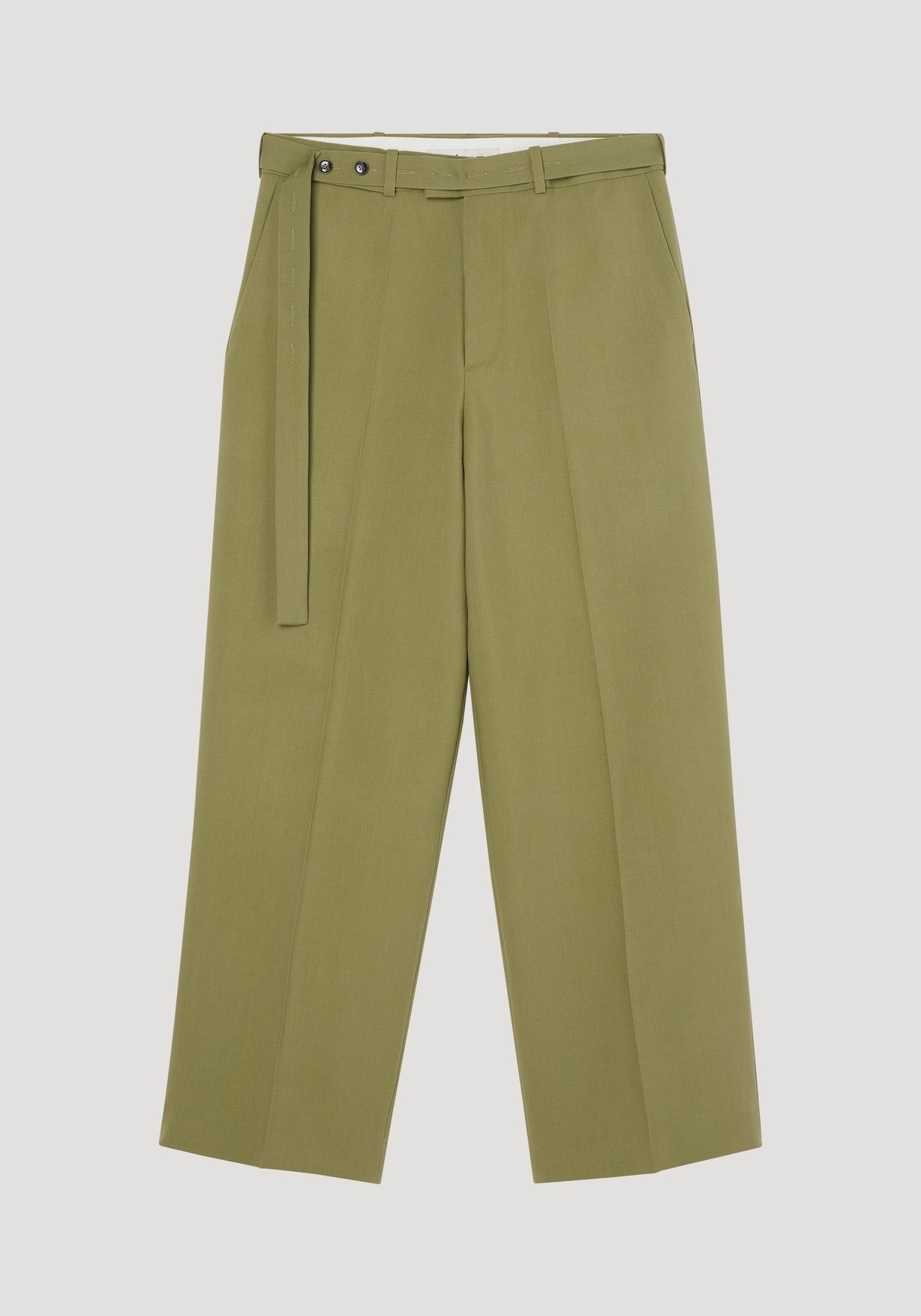 RÓHE MEN BELTED WIDE LEG TROUSERS - SAGE