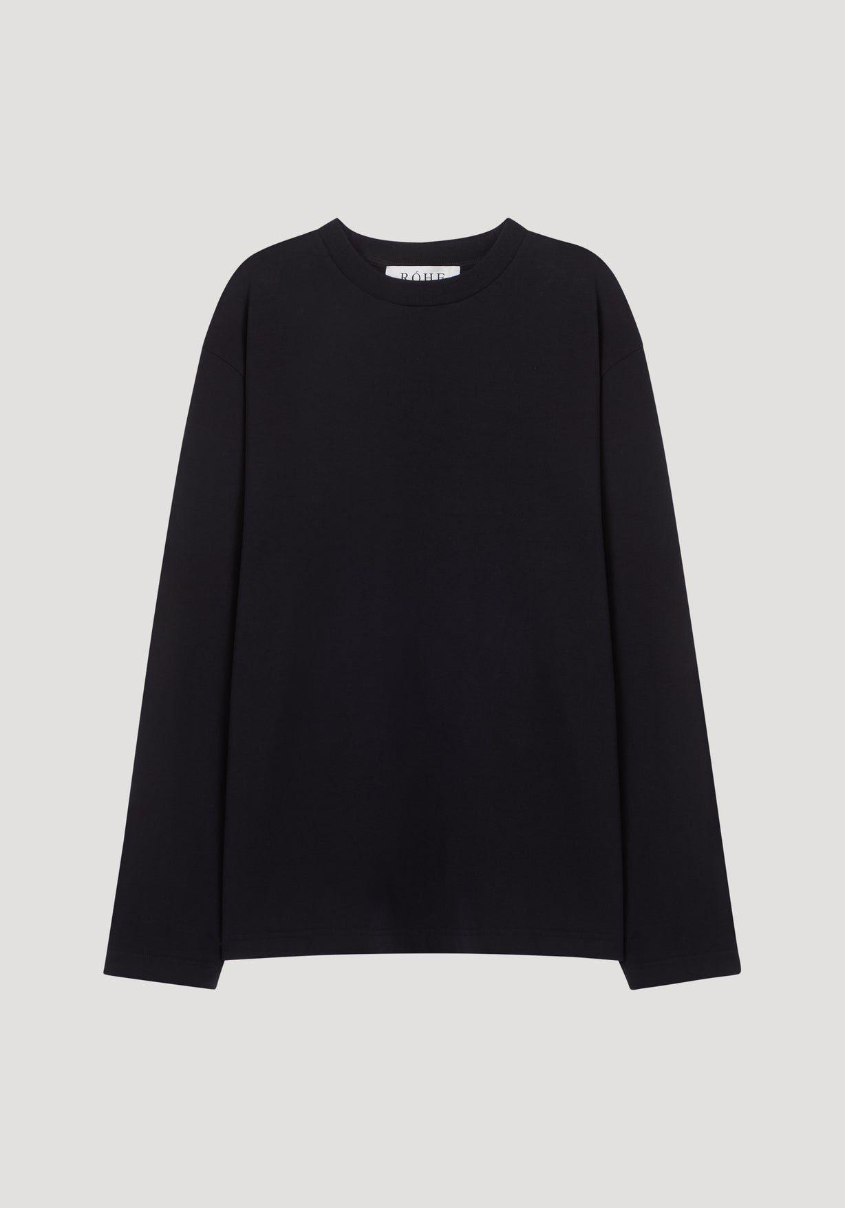 RÓHE MEN COMPACT RIBBED LS JERSEY CREWNECK - BLACK