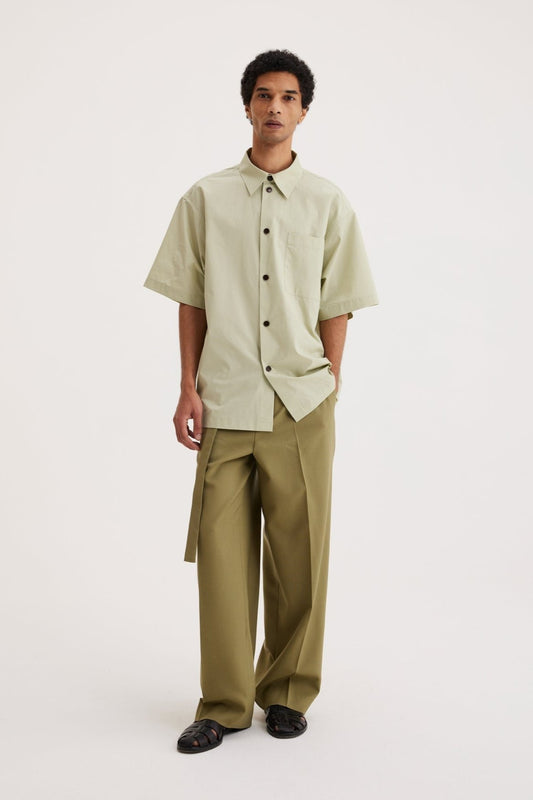 RÓHE MEN COTTON POPLIN SHORT SLEEVE SHIRT - MIST