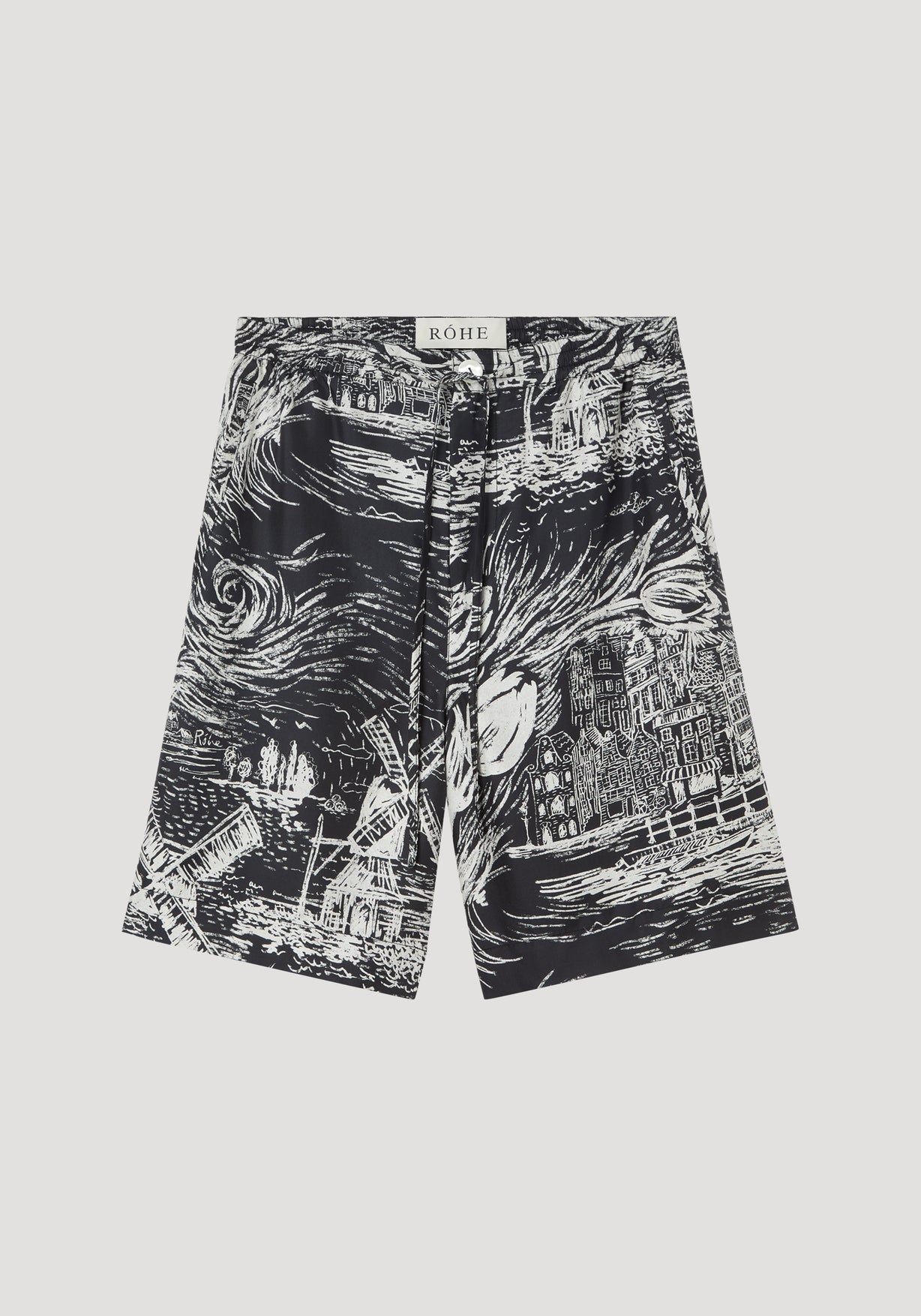 RÓHE MEN DRAWCORD SILK SHORTS - HOLLAND PRINT