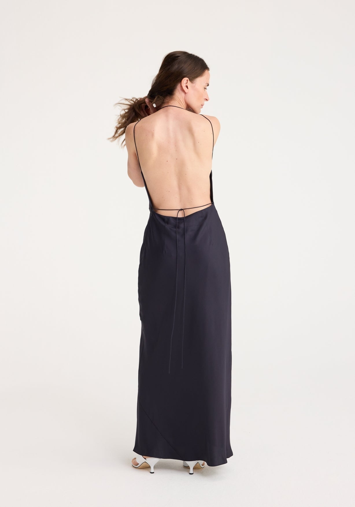 RÓHE OPEN BACK STRAP DRESS - NAVY