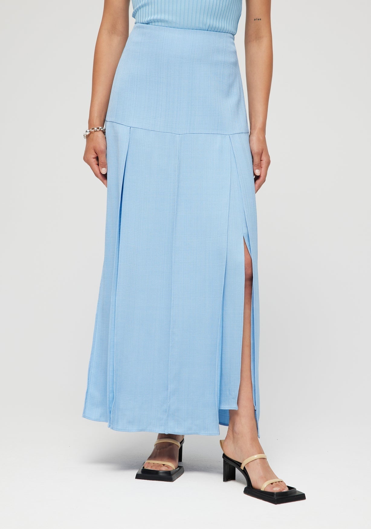 RÓHE PANELLED LONG SKIRT - SKY