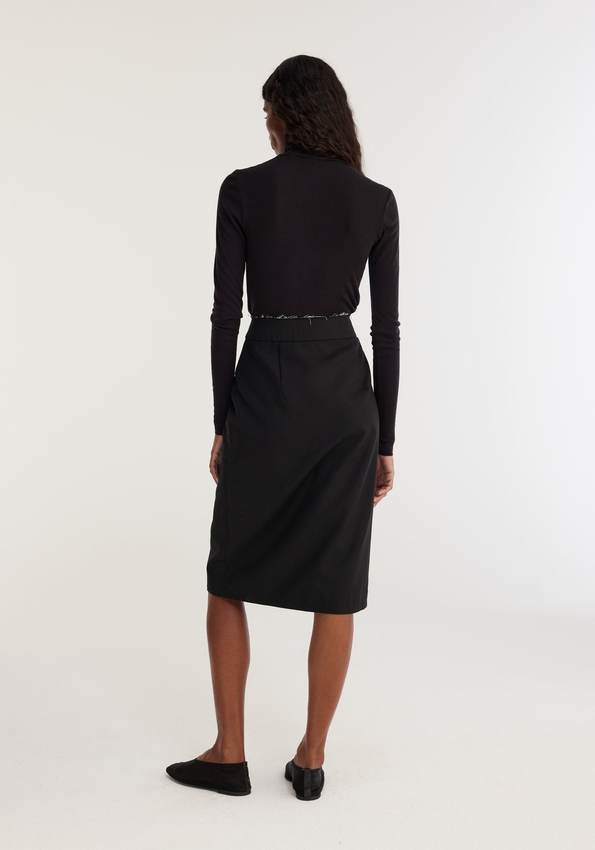 RÓHE RAW EDGE KNEE LENGHT SKIRT - NOIR