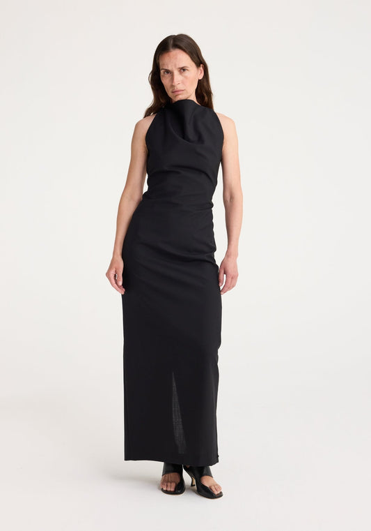 RÓHE SLEEVELESS OPEN BACK DRESS - BLACK