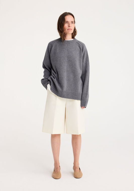 RÓHE WOOL CASHMERE SWEATER - MID GREY MELANGE