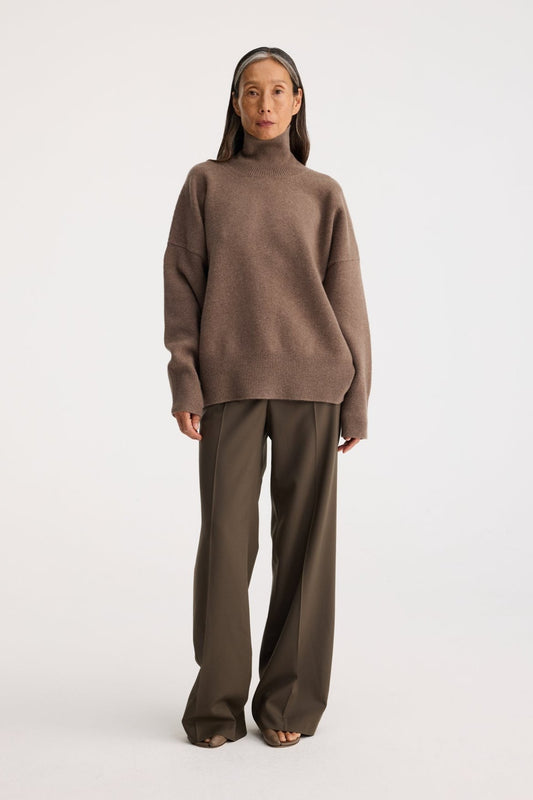 RÓHE CLASSIC TURTLENECK JUMPER - TAUPE MELANGE