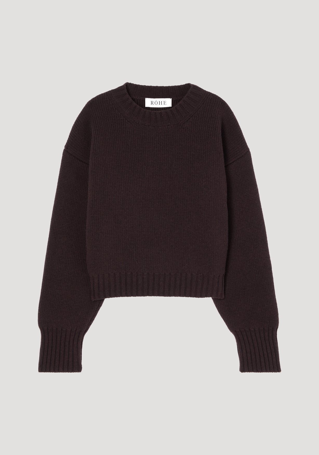 RÓHE COMPACT CREWNECK JUMPER - DARK BROWN