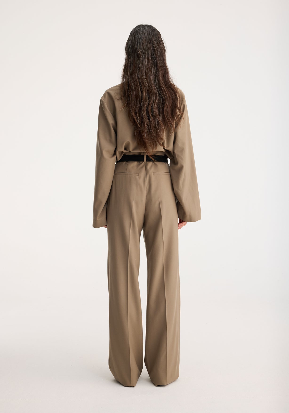 RÓHE DRAPED WOOL TOP - KHAKI