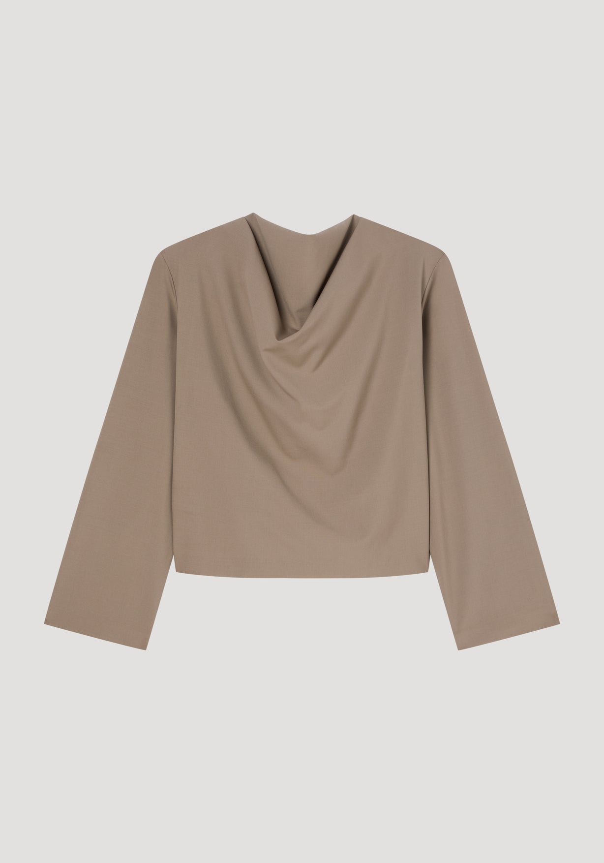 RÓHE DRAPED WOOL TOP - KHAKI