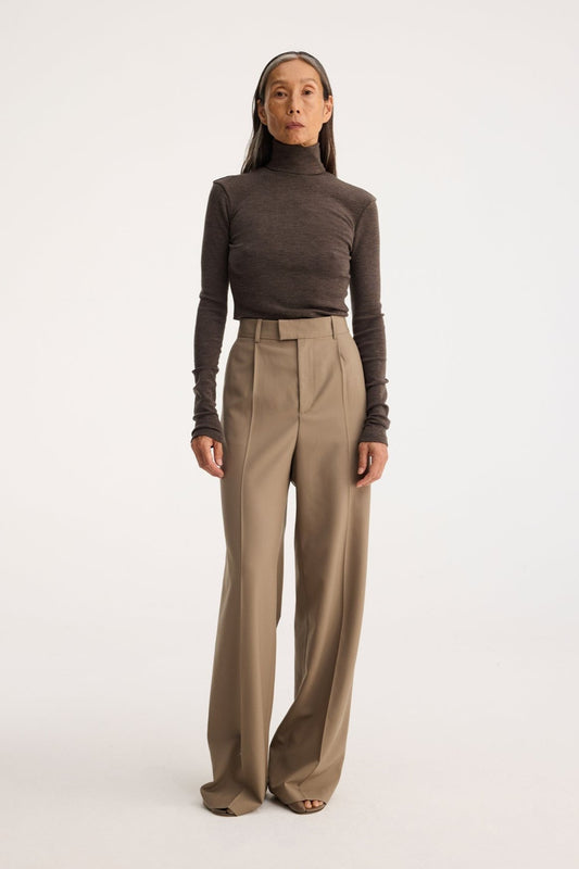 RÓHE FINE WOOL TURTLENECK - BROWN MELANGE