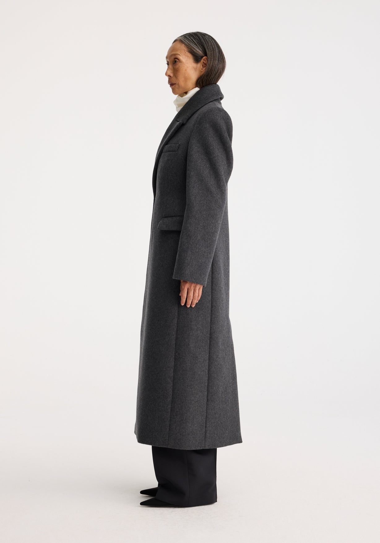 RÓHE FITTED TEXTURED COAT - ANTHRACITE MELANGE