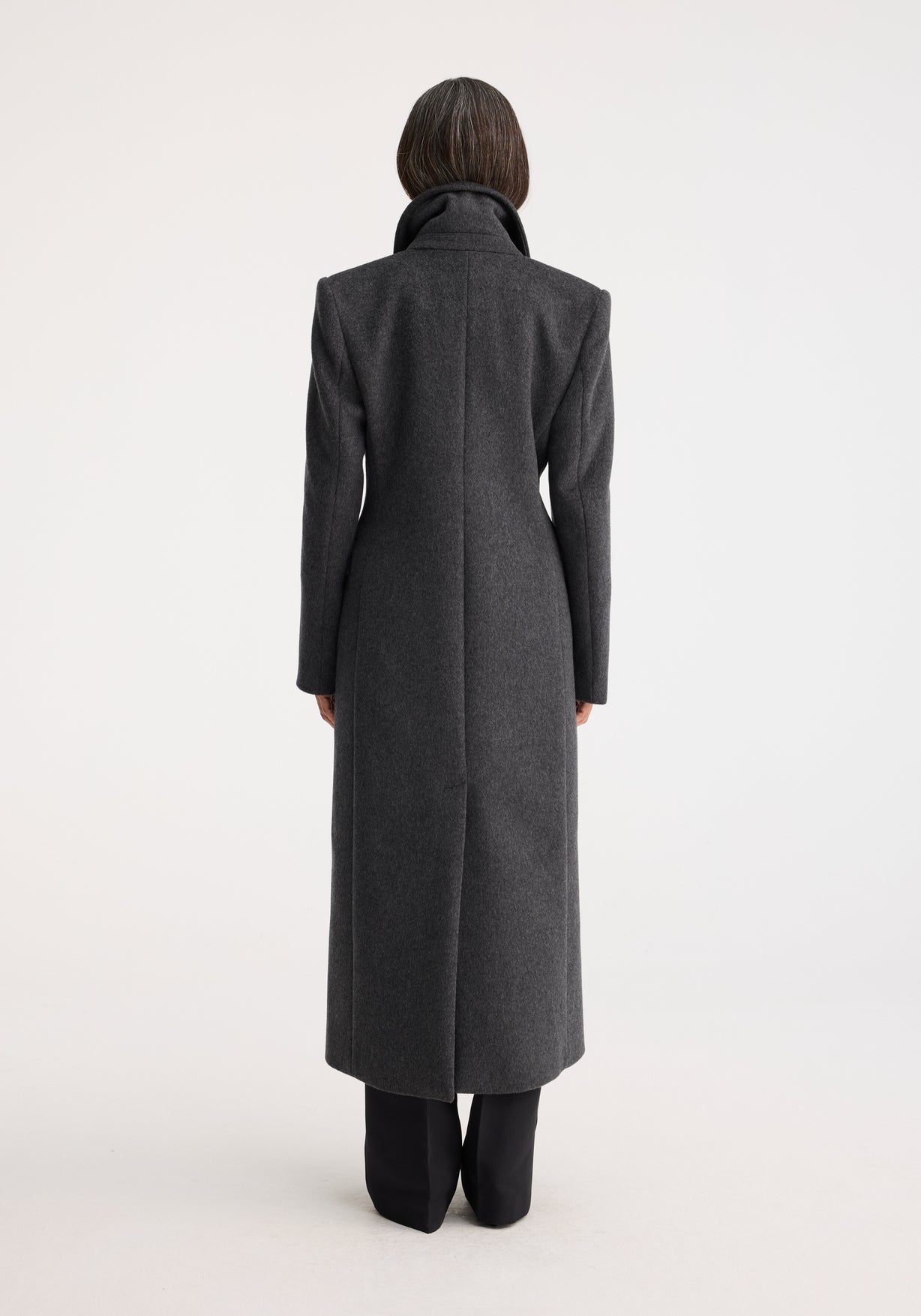 RÓHE FITTED TEXTURED COAT - ANTHRACITE MELANGE