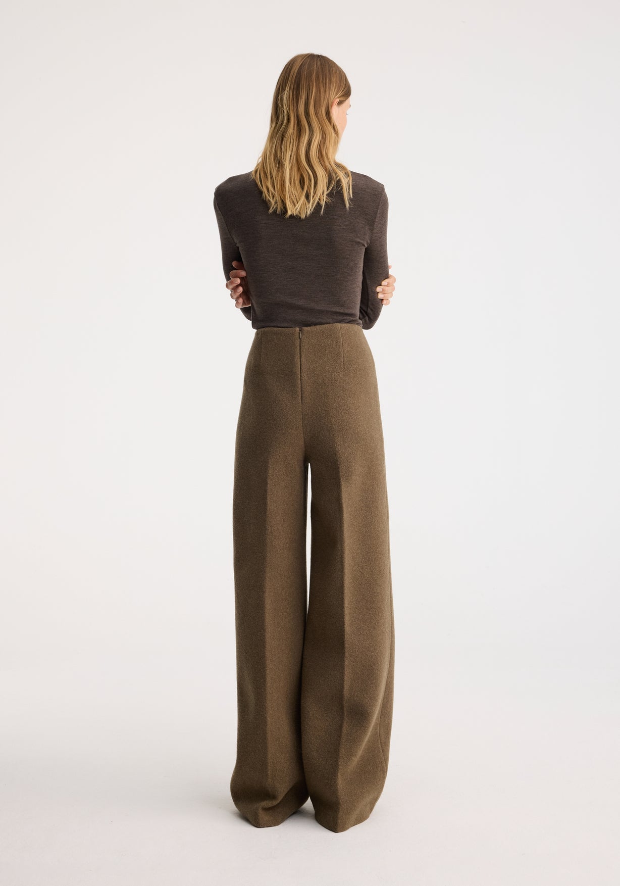 RÓHE PALAZZO WOOL TROUSERS - MOSS