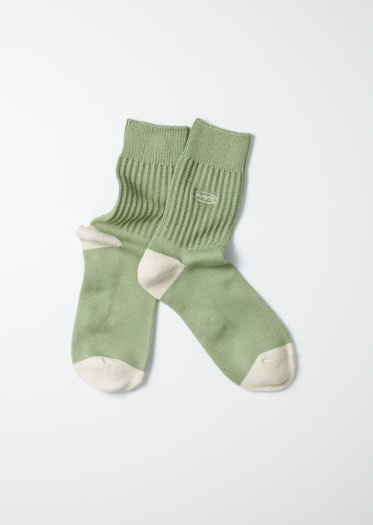 ROTOTO 90'S LOGO CREW SOCKS - SAGE GREEN