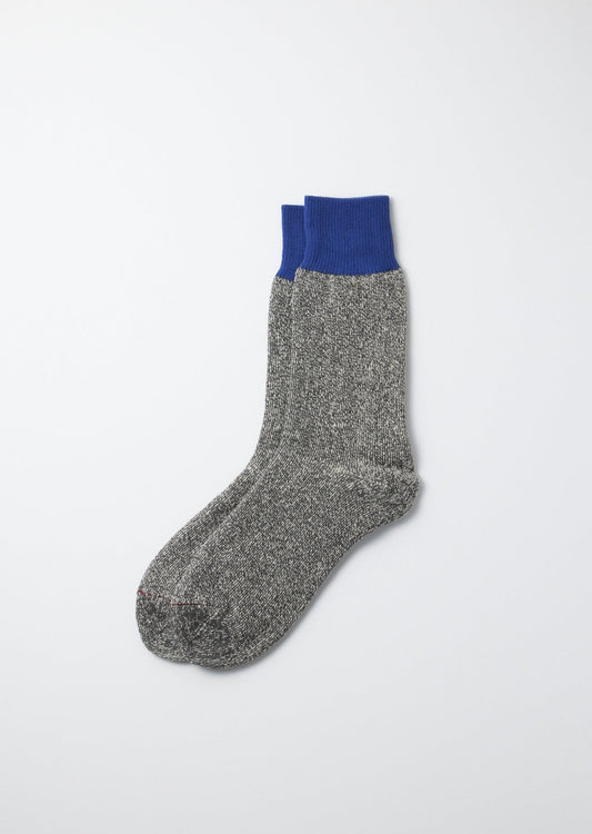 ROTOTO DOUBLE FACE CREW SOCKS - BLUE/GRAY