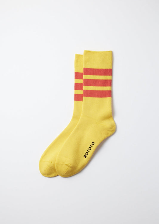 ROTOTO FINE PILE COTTON CREW SOCKS - YELLOW/POPPY